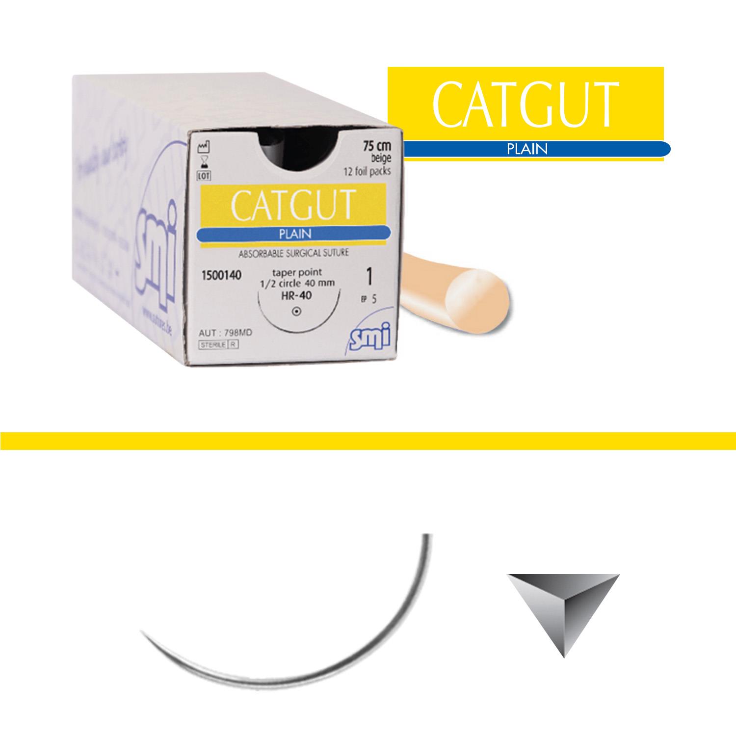 Catgut Plain Nadel-Faden DS 16 USP 5/0, met.1,5, 12x75cm