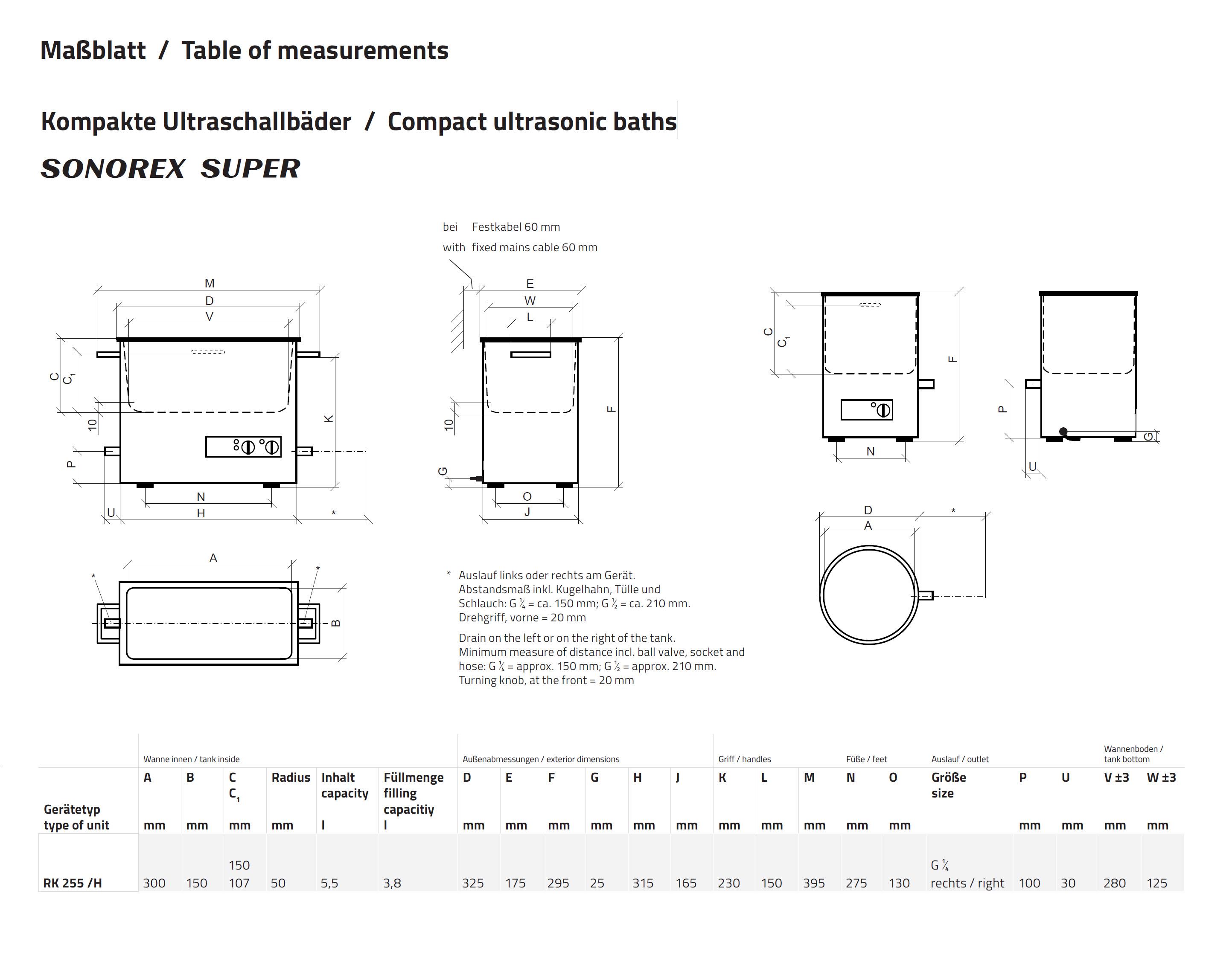 Ultraschall-Reinigungsgerät RK 255 Sonorex Super ohne Heizung