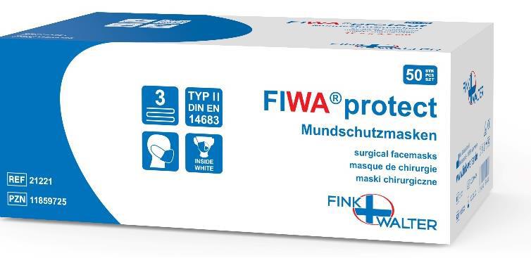 Mundschutz mit Gummizug FIWA protect , blau Typ II, 3-lagig, 50 Stück