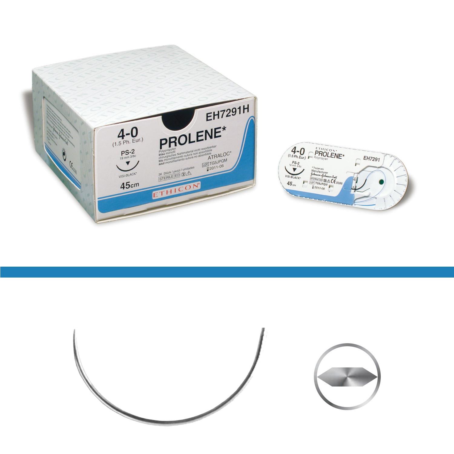 PROLENE BLAU MONOFIL, CT1 PLUS, USP2-0, 0,75m, 36 Stück