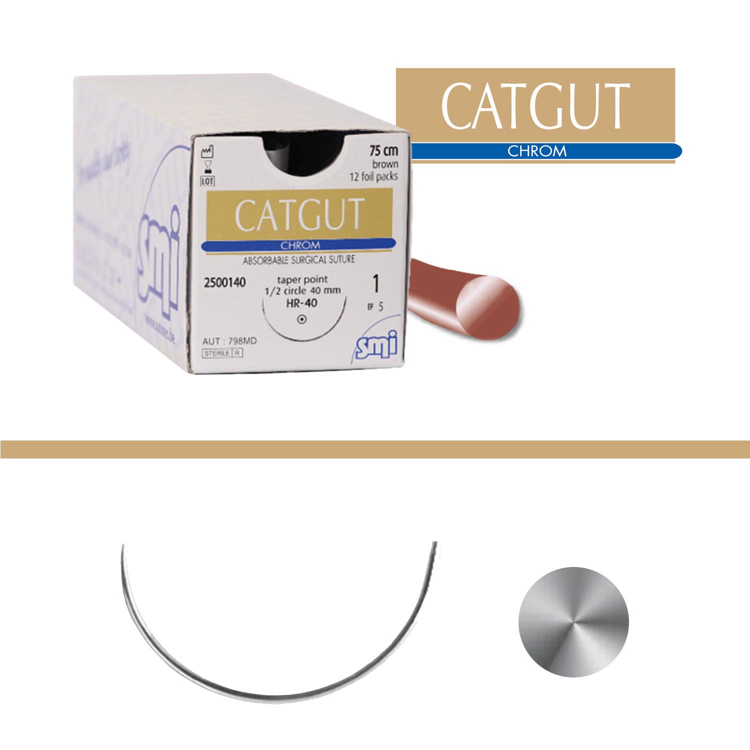 Catgut chrom HR 15  metr 2  USP 4/0, 75 cm 12 Stk