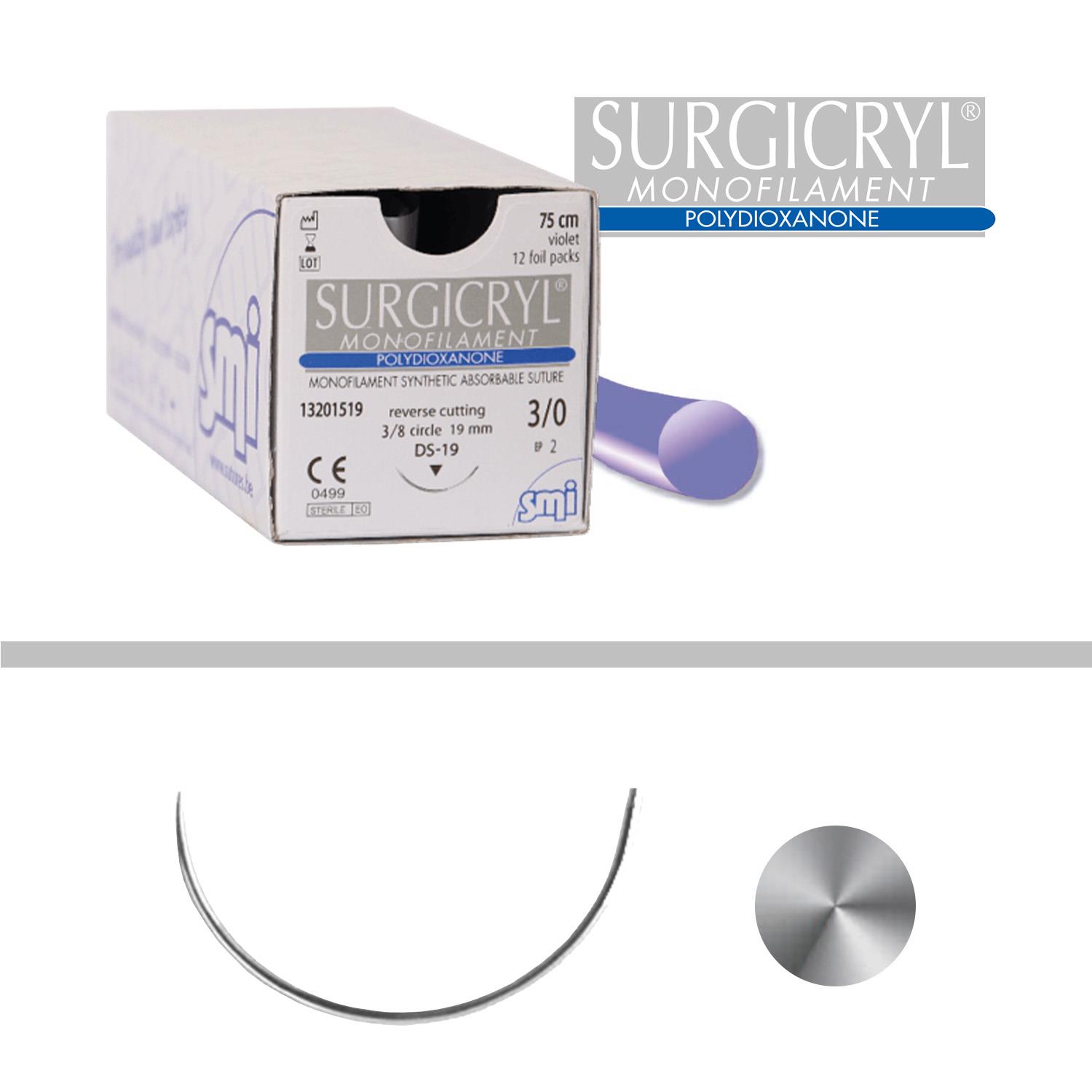 Surgicryl monofil HR13, USP 6/0, metric 0.7, 45 cm 12 Stk.