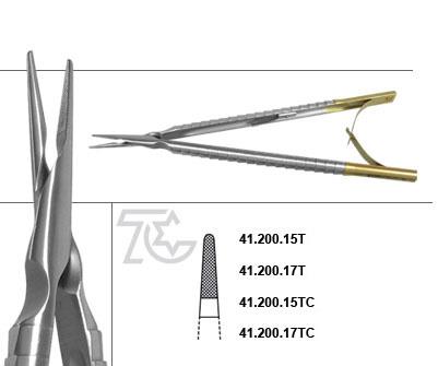 Nadelhalter, 17,5 cm, gerade, TC, Schloß und geschützer Innen Feder, Zepf-Linie