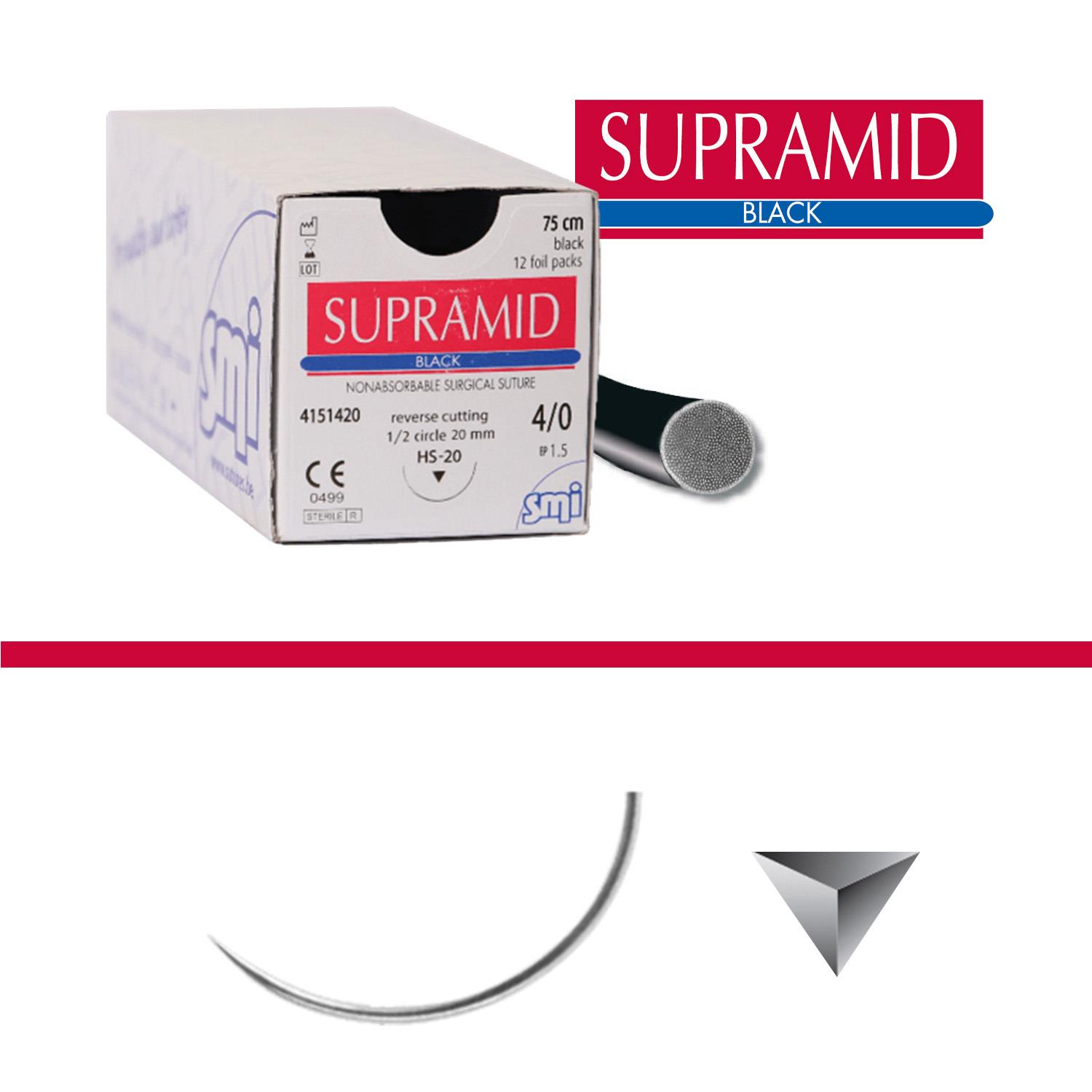 Supramid® schwarz 3/8 Kreis schneidend Nadel-Fadenkombinationen