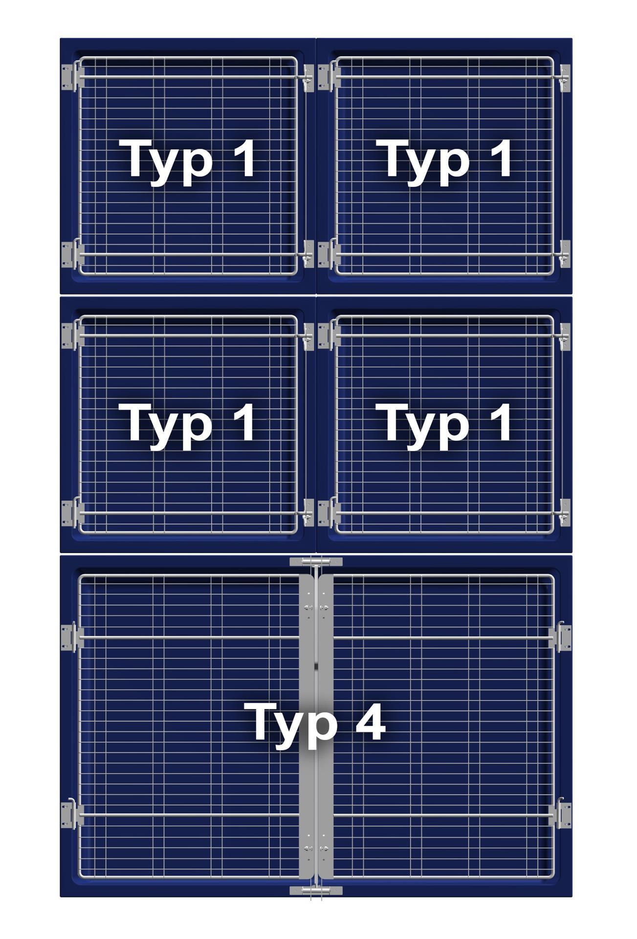 MK-32 Gestell für Tierboxenkombinationen      1 x Typ 4 und 4 x Typ 1