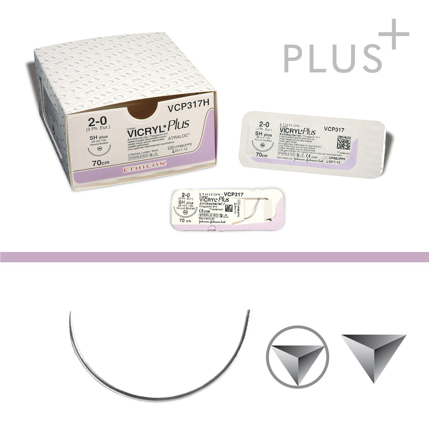 Vicryl PLUS VCP339H,violett gefl.,CT1, USP 2-0, 0,70m, 36 Stück