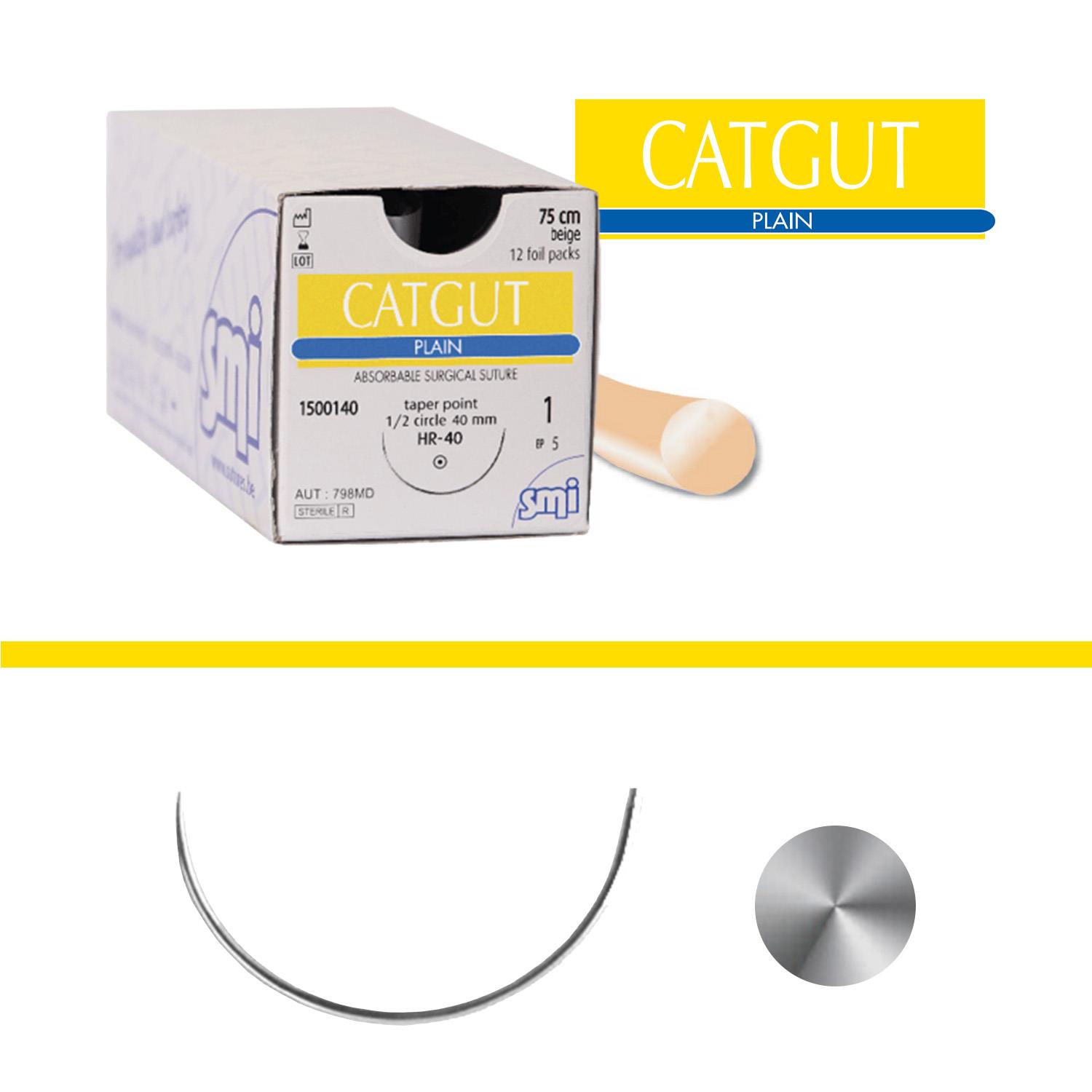 Catgut Plain Nadel-Faden Kombination  HR20 USP4/0, metr.2 ,75cm 12 Stk.