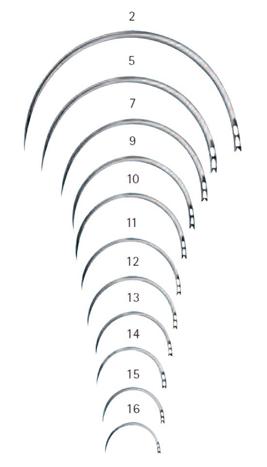 chirurgische Nadeln 1/2 Kreis Rundkörper HR 42 mm Figur 9   12 Stk