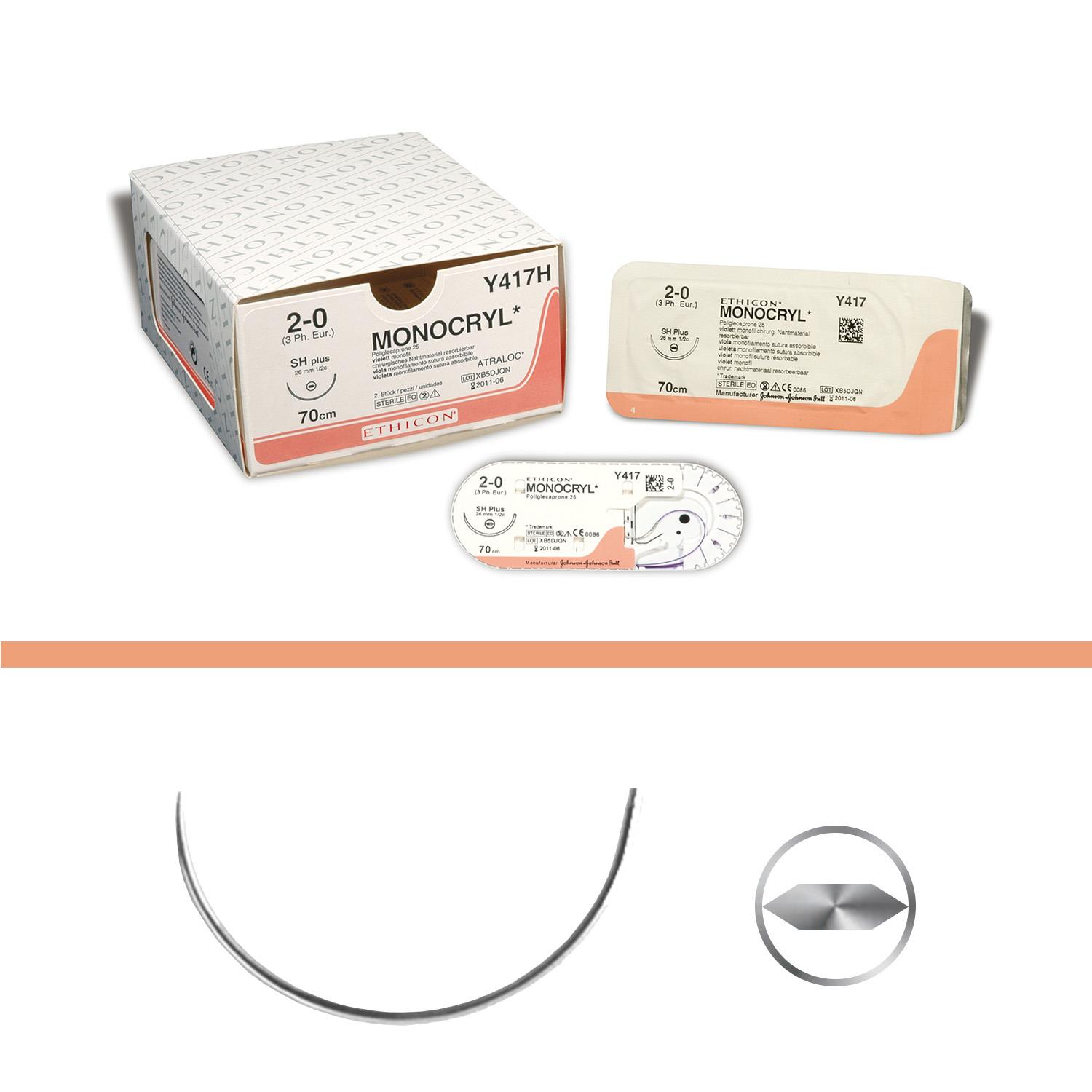 Monocryl Y330H  USP0,CT2-plus  0.90 m, violett monofil, 36 Stück