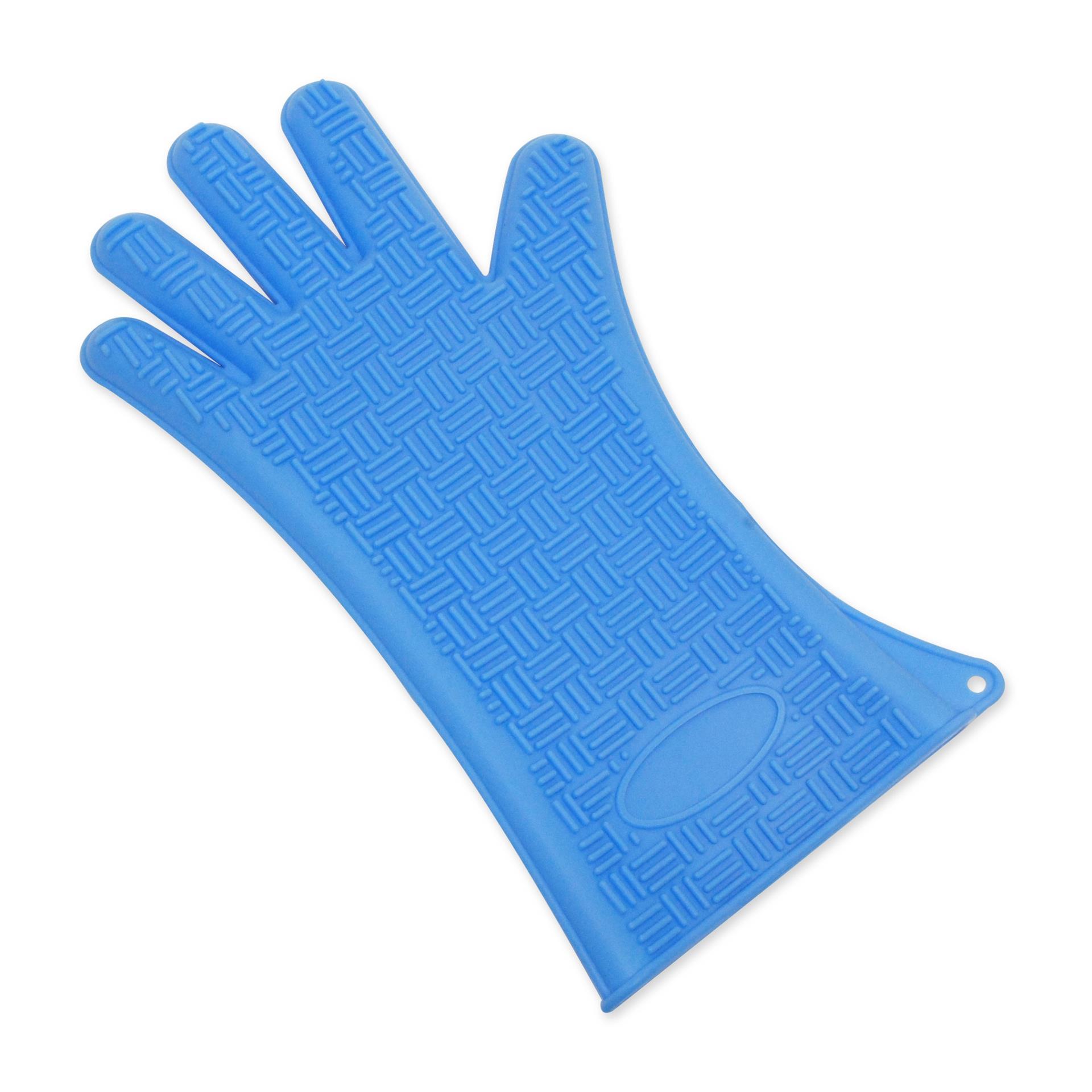 Hitzeschutzhandschuh aus Silikon,latexfrei, hellblau, 35 cm lang