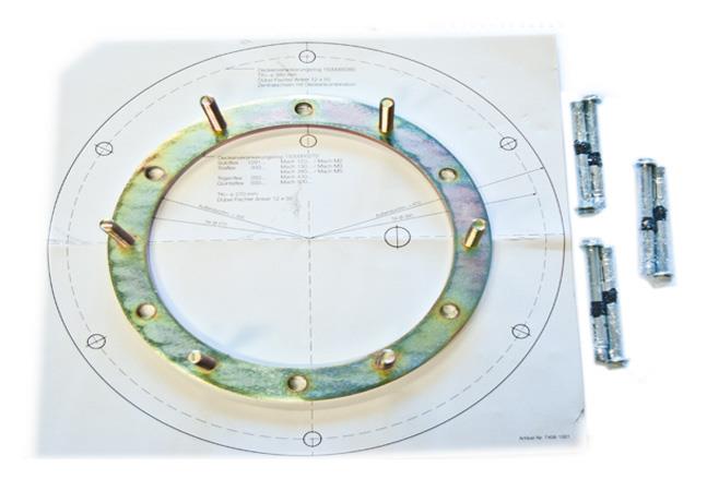 Deckenverankerungsring 420 mm für Kombinationen (Teilkreis 380 mm), ohne Bef.-material