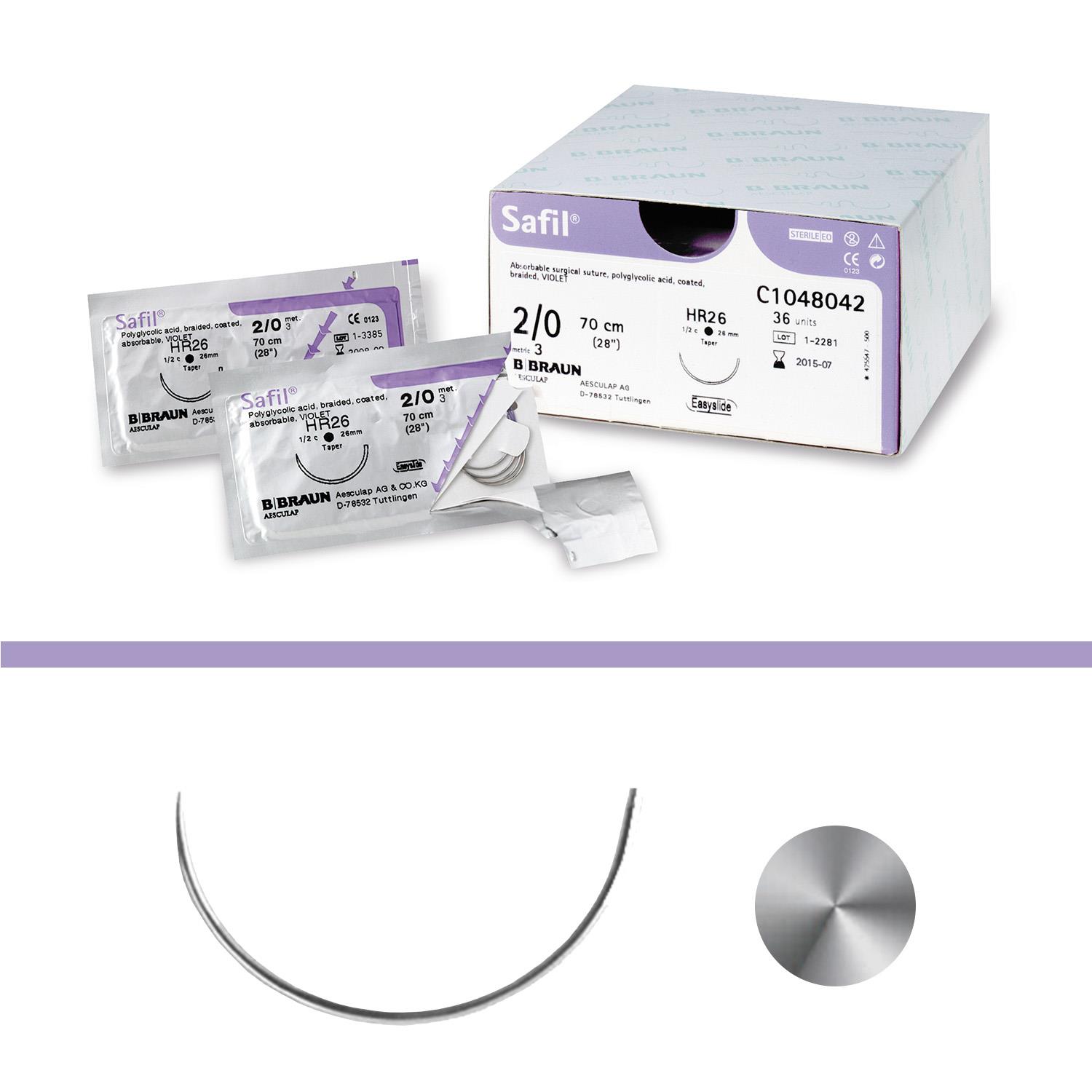 Safil® violett 1/2 Kreis-Rundnadel  Nadel-Fadenkombinationen